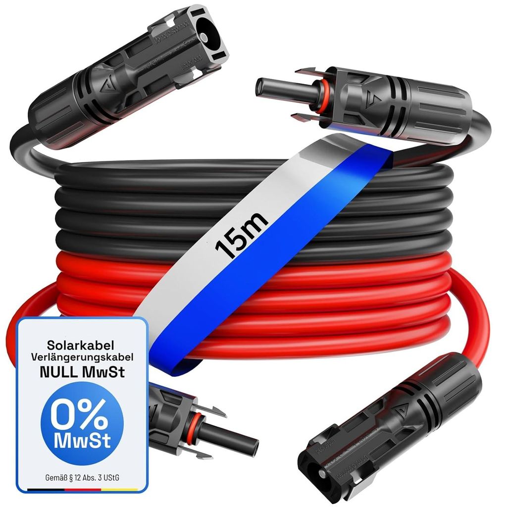 1 Paar 15m MC4 Solarkabel 6mm² Verlängerung PV Kabel Produktbild 