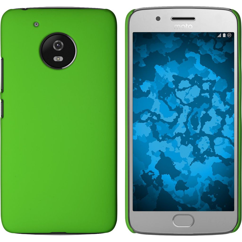 PhoneNatic Case kompatibel mit Lenovo Moto G5 - Hülle grün gummiert Hard-case + 2 Schutzfolien