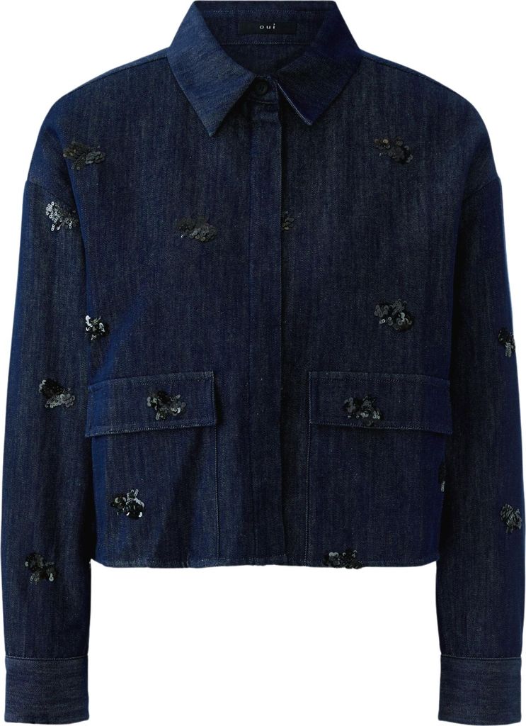 Oui Damen Jacke aus elastischem Baumwolldenim, gerader Produktbild 