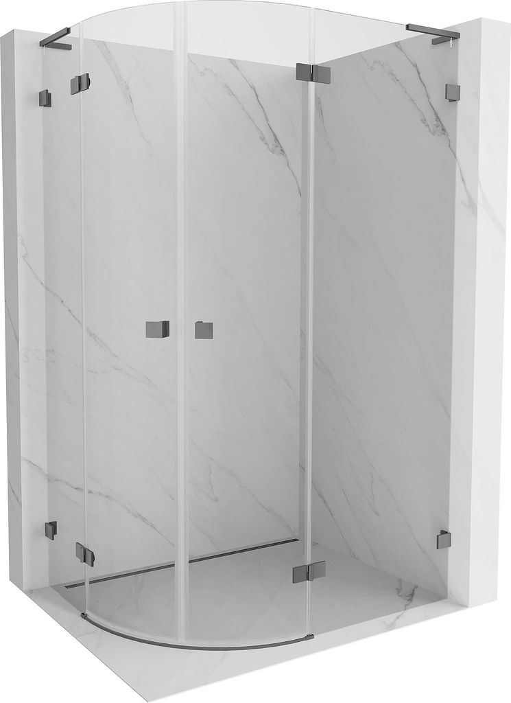 Mexen Lunar L Duschkabine halbkreisförmig rechts öffnend 100 x 90 cm, transparent, Gun Metal - 833L-100P-090L-95-00