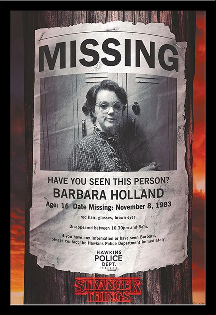 Poster Artistico Stranger Things con Cornice Legno MDF Nero 61x91,5