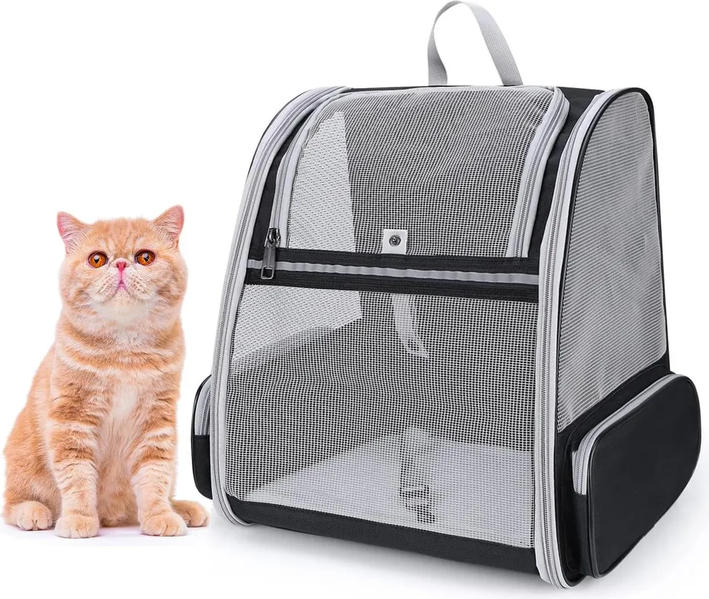 Sac à dos pour chat et chiot respirant noir - Modèle certifié avion