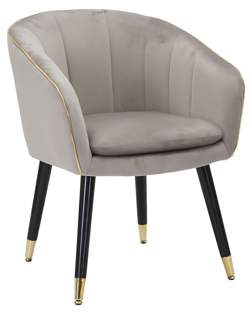 Paris Glam fauteuil in grijs en goud – Beklede fauteuil met Productafbeelding 