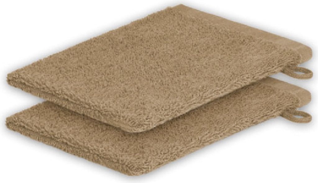 2 x Waschhandschuh 15 x 21 cm 500g/m² Doppelpack Sand Hohe Qualität Neu/OVP