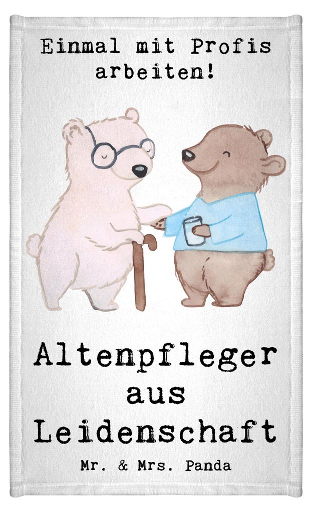Mr. & Mrs. Panda handtuch gäste wc Altenpfleger Leidenschaft - Weiß - Geschenk, Beruf, Klein, Gästetuch, Spruch, Frotteetuch, Lustig, Gästehand...