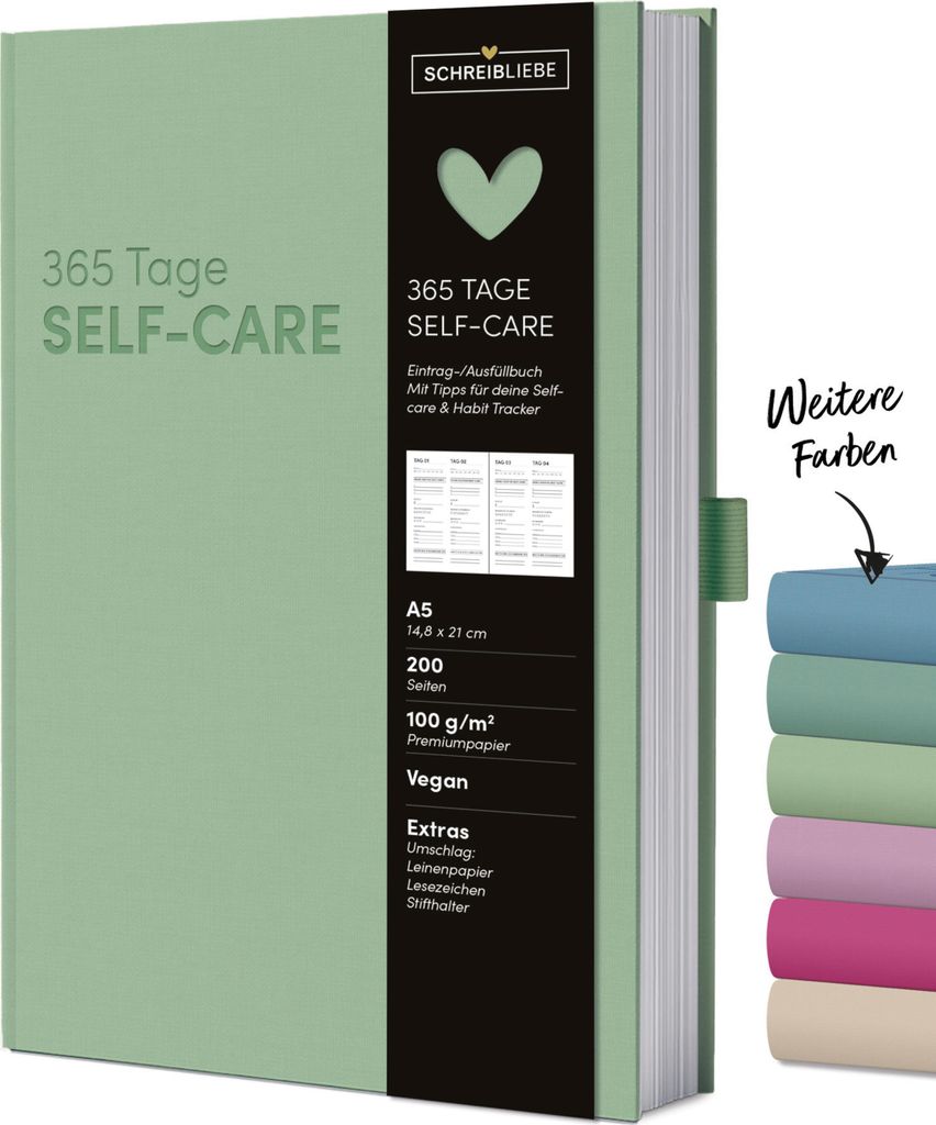 Achtsamkeits-Tagebuch für Self-care, Reflexion und persönliche Entwicklung, Farbe Mint