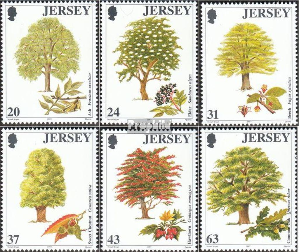 Briefmarken GB - Jersey 1997 Mi 793-798 (kompl.Ausg.) gestempelt Bäume