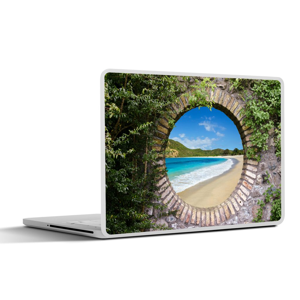 MuchoWow Laptop Aufkleber Sticker Cover Strand - Meer - Blick 40x30 cm - Laptop Dekoration - Selbstklebend