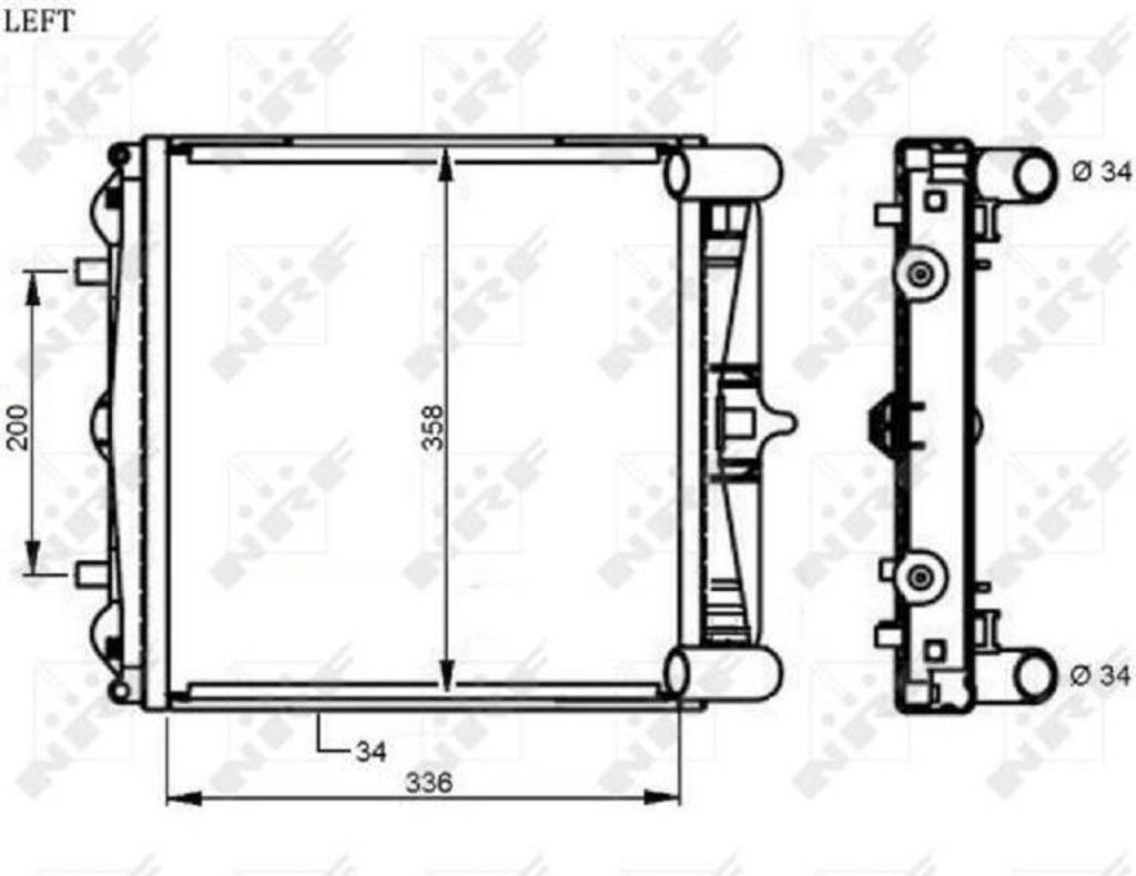 Kühler Motor Kühlrippen gelötet 351 - 335 mm Alu NRF für u.a. PORSCHE BOXSTER