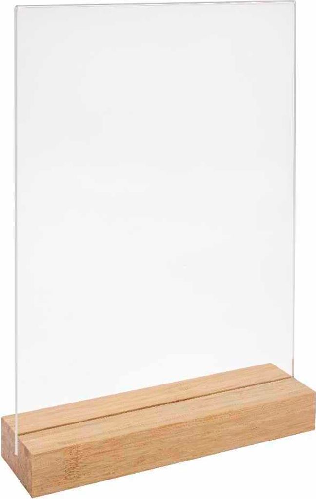 Doppelseitiger Tischkartenhalter DIN A4 Hoch mit Fuß aus hellem Bambus / Werbeaufsteller / Menükartenhalter / Bildhalter / Tischaufsteller / Holz...