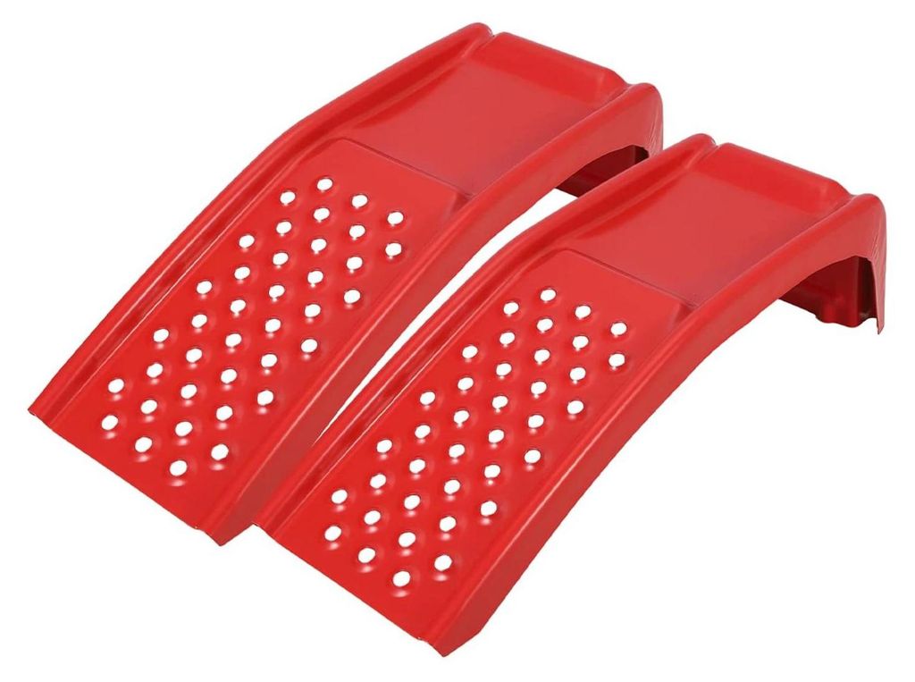 Auto Auffahrrampen - Stahl Auffahrrampen - 2er-Set - Traglast 3,6 t - Hubhöhe 20 cm - Schwerlast - Rot