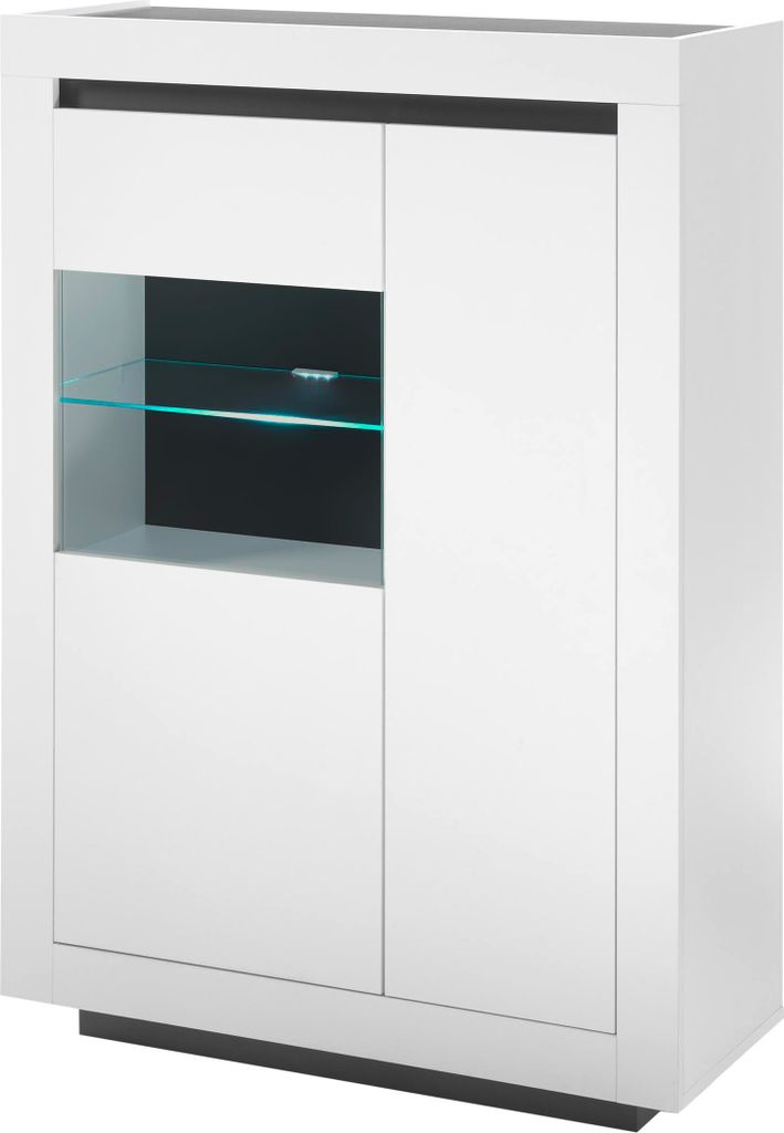LIVOJO M11 Wohnzimmer Vitrine halbhoch rechts 96 x 136 x 38 cm Weiß & Anthrazit