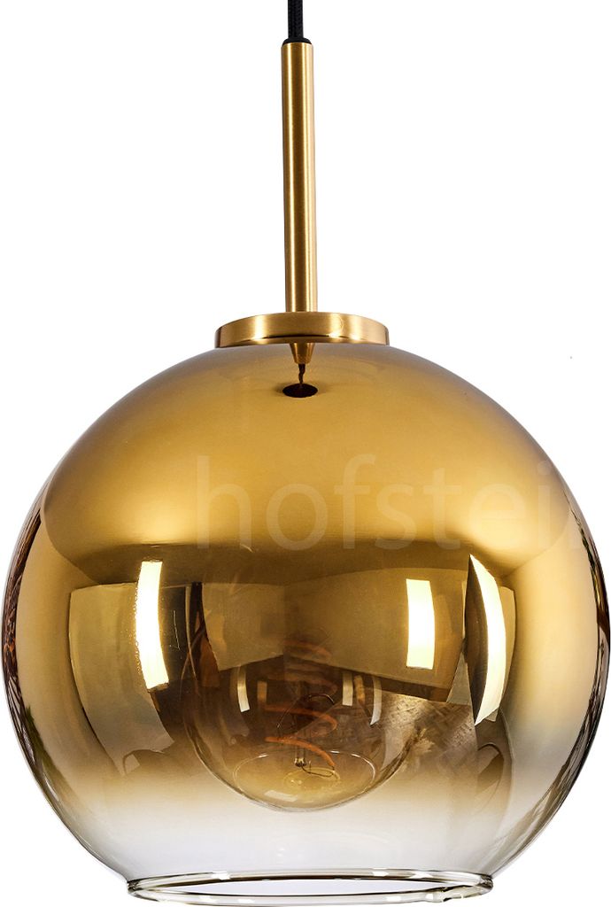 Cesaro Hängelampe aus Metall/Glas in Goldfarben/Rauchfarben
