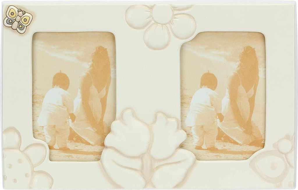 Thun Doppelter Fotorahmen mit Blumen und Schmetterling aus Keramik Elegance C2969H90/Abverkauf nur solange Vorrat reicht