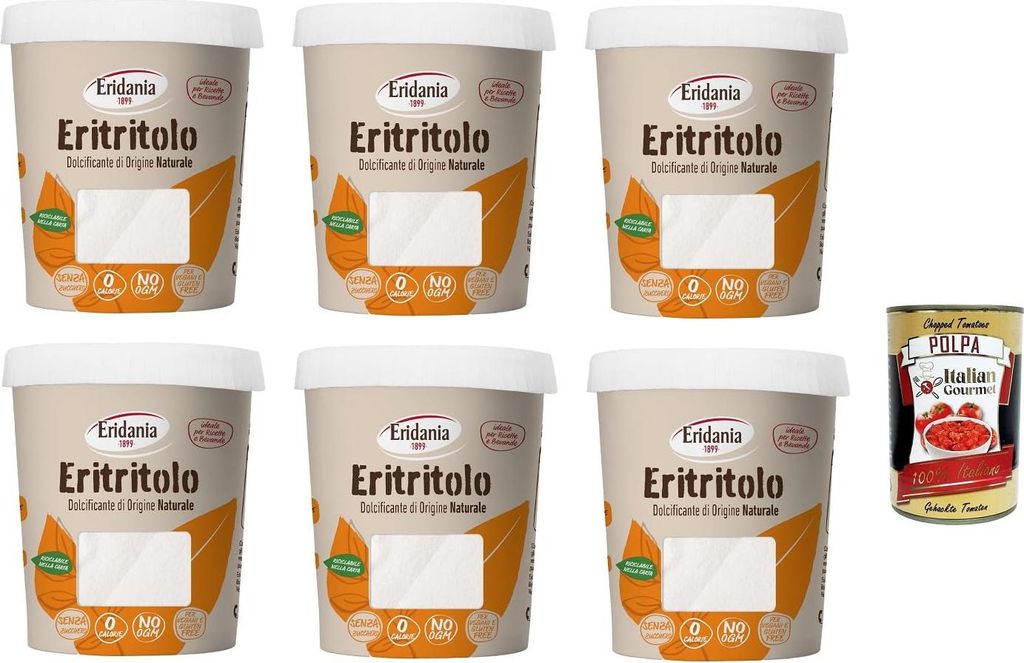 Eridania Eritritolo, Dolcificante di Origine Naturale, Sostituto dello Zucchero, Erythritol, Süßstoff natürlichen Ursprungs, Zuckerersatz, 6x270...