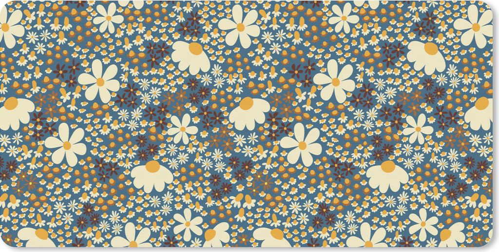 MuchoWow Schreibtischunterlage Blumen - Muster - Gänseblümchen 80x40 cm - XXL Mauspad - Gaming Mauspad