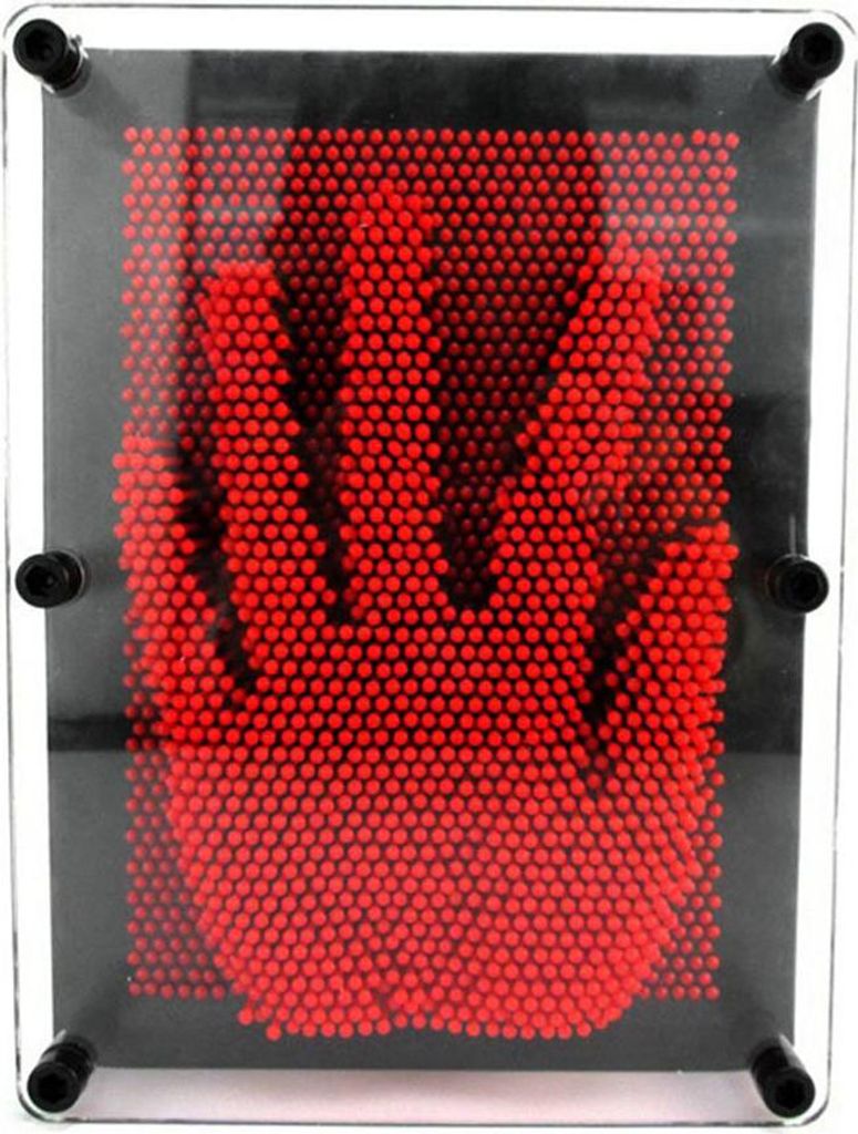 3D Pin Art Bild - Rotes Handformer-Set - Kreatives Steck-Spiel zur Formung von 3D-Objekten