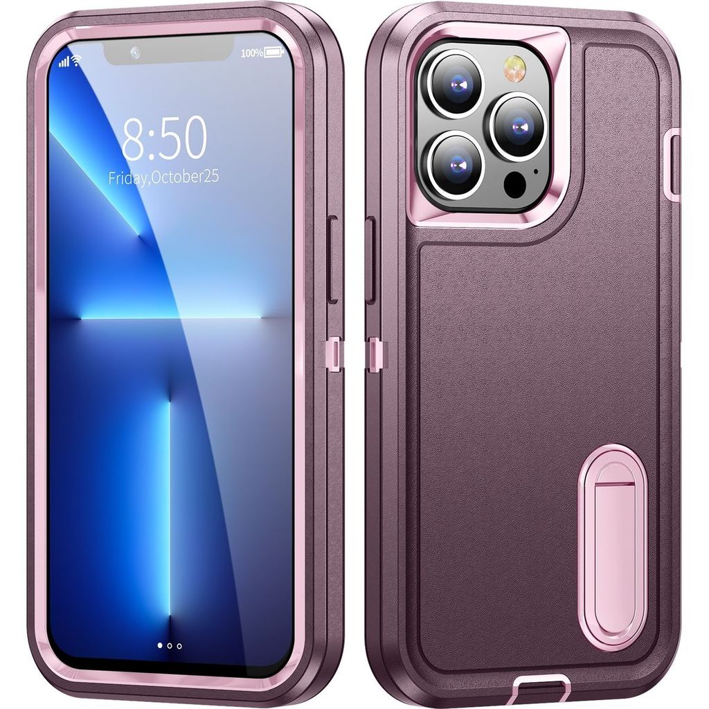 Mobigear Rugged Stand iPhone 14 Hülle Hardcase Backcover Stoßfest mit Ständer - Lila