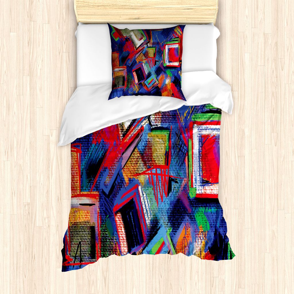 ABAKUHAUS zeitgenössisch Bettbezug Set für Einzelbetten, Moderne Kunst Bild, Milbensicher Allergiker geeignet mit Kissenbezug, 135 cm x 200 cm - ...