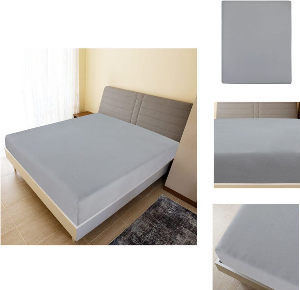 vidaXL Spannbettlaken Jersey Grau 140x200 cm Baumwolle - Bettlaken