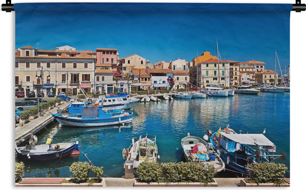 MuchoWow Wandteppich Wandbehang Der Hafen von La Maddalena Sardinien 60x40 cm Tapisserie Dekoration Wandtuch - Wanddekorationen