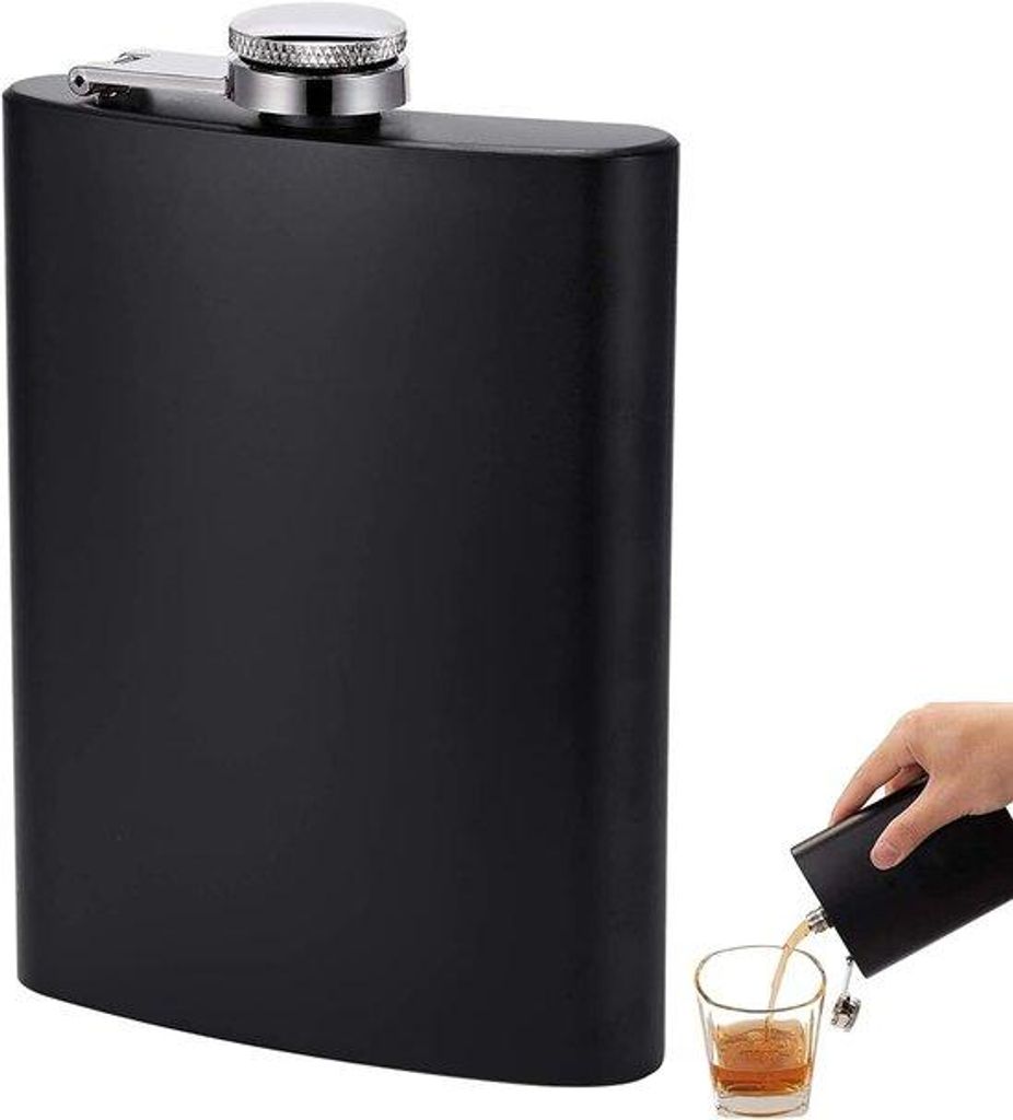 Damen- und Herren-Whisky-Flasche 8oz/240 ml - Rostfreier Stahl - Klettenfeste Tragetasche - Camping- und Outdoor-Ausrüstung