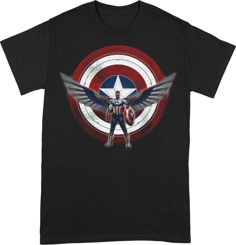 The Falcon and The Winter Soldier - "Shield Chest Pose" T-Shirt für Herren/Damen Uni BI277 (L) (Schwarz)