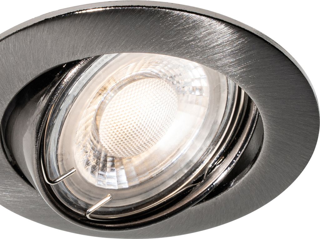 QAZQA - Modern Moderner Einbaustrahler Gunmetal GU10 50 mm rund schwenkbar - Edu I Wohnzimmer I Schlafzimmer - Zink Rund - LED geeignet GU10