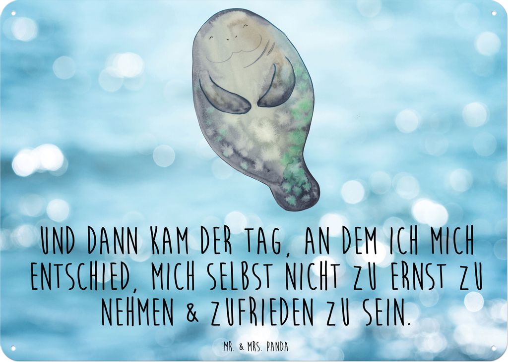 Mr. & Mrs. Panda Wandbild Seekuh Happy DIN A6 - Oceanblue - Produktbild 