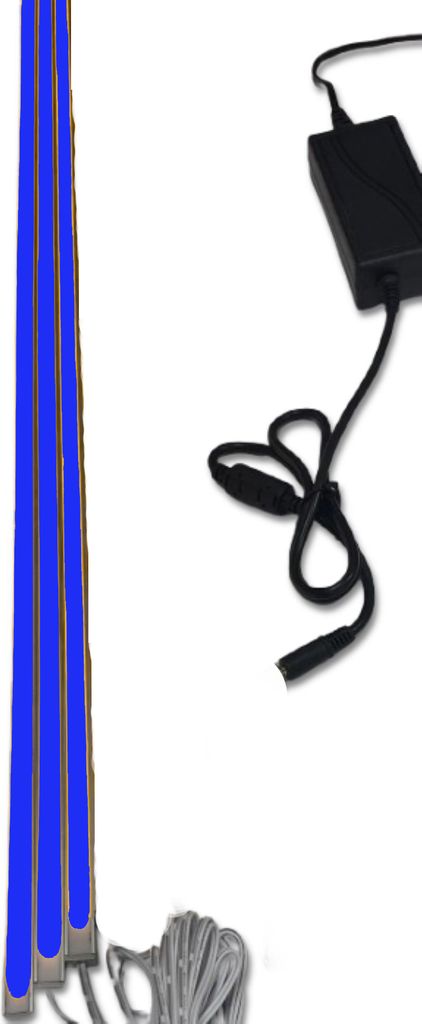 4593 LED Leuchte 3x150cm schwarze Kunststoff Schiene Netzteil BLAU
