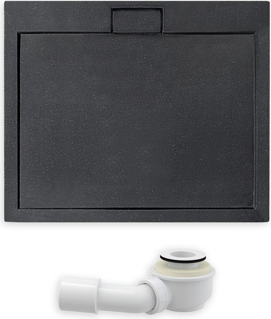 BADLAND Duschwanne Rechteck Axim Slim 110x90x4,5 cm Schwarz mit Ablaufgarnitur Gratis