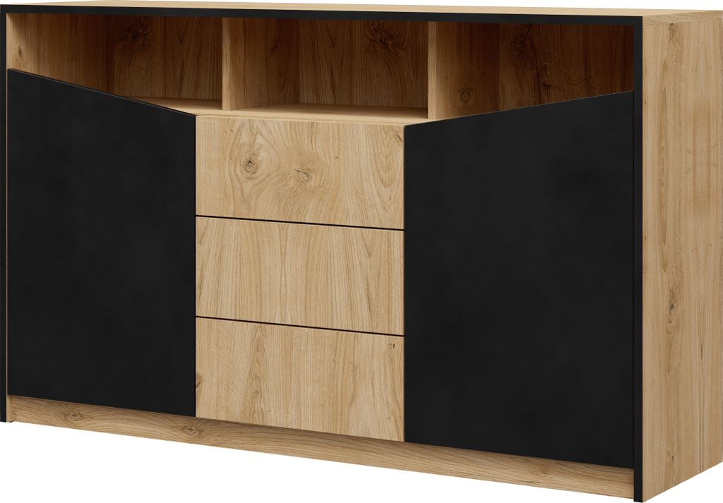Albello Kommode Astoni Kommode für das Schlafzimmer Kommode für das Wohnzimmer Schwarz Eiche 150x91x41