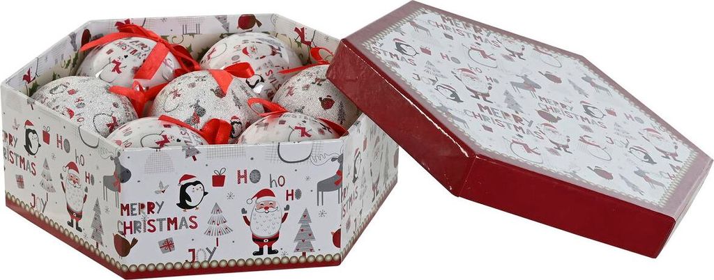 Weihnachtsbaumkugeln Home ESPRIT Weiß Rot PVC (7 Stück)