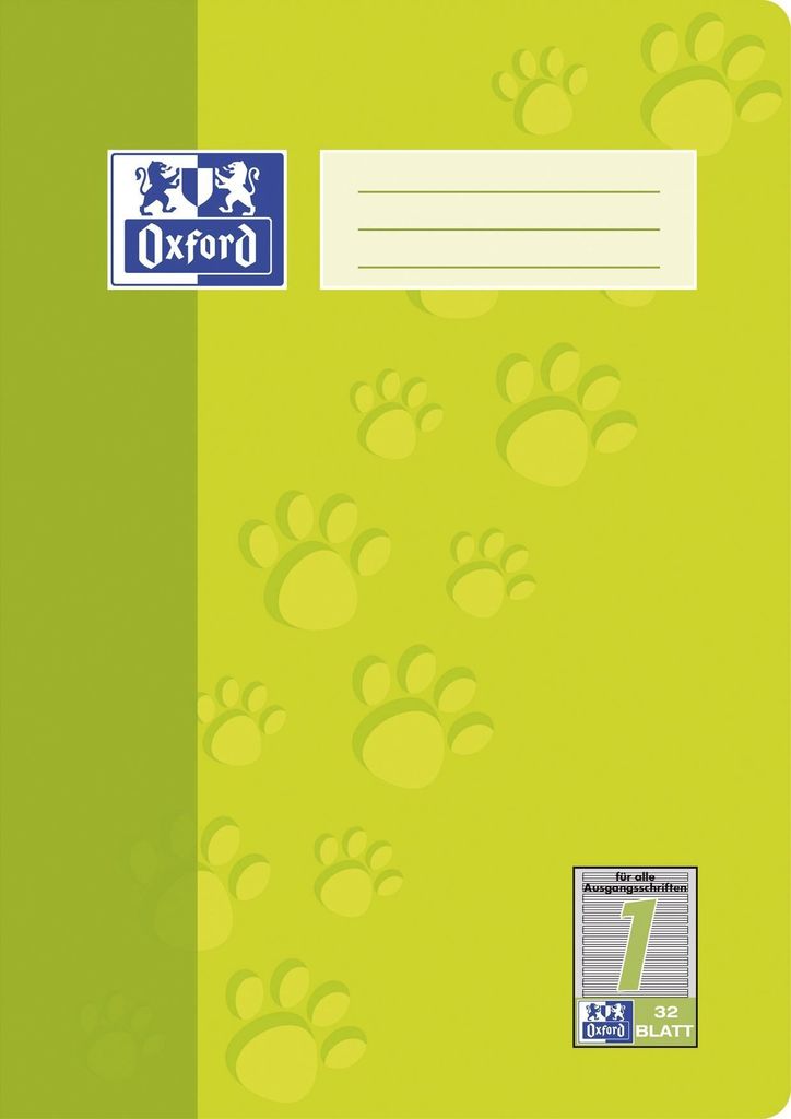 Oxford Junior Schulheft "Tatzen" DIN A4 Lineatur 1 liniert 32 Blatt