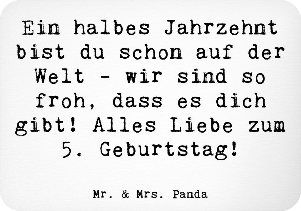 Mr. & Mrs. Panda magnet Spruch 5. Geburtstag Freude - Weiß - Geschenk, besondere, Jubiläum, holzmagnet, fünfter, Kühlschrankmagnet, zettelhalte...