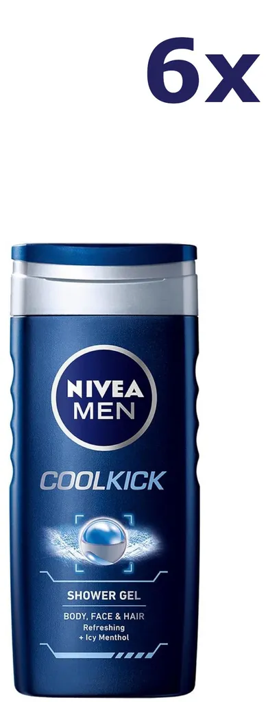 Nivea Men Cool Kick lot de 6 gels douche effet fraîcheur 250 ml