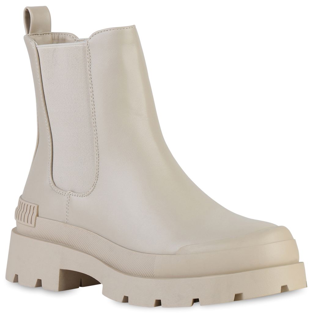 Plateau Boots Damen Beige