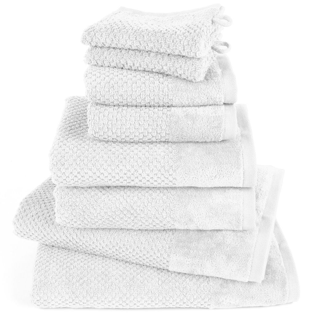 Pure Label 8-TLG Handtücher Set aus Baumwolle - 2x Badetuch 70x140 cm 2x Handtuch 50x100 cm 2x Gästetuch 30x50 cm 2x Waschlappen 16x21 cm, Weiß