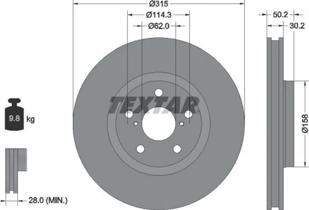 Équipement de freinage LS : Disque Textar 92185603 conforme OE