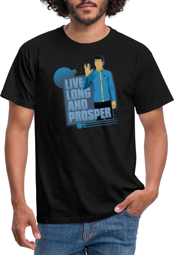 Spreadshirt Star Trek The Original Series Live And Prosper Männer T-Shirt, 3XL, Schwarz