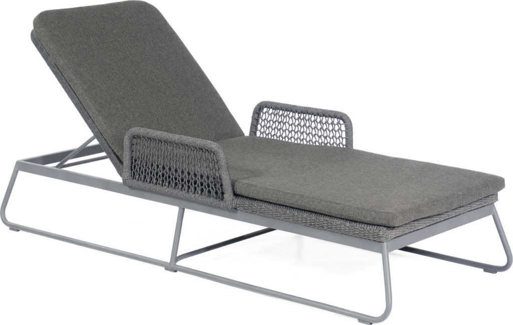 Sonnenpartner Poison Loungeliege Gartenliege Alu mit Polyrope dunkelgrau mit Auflage