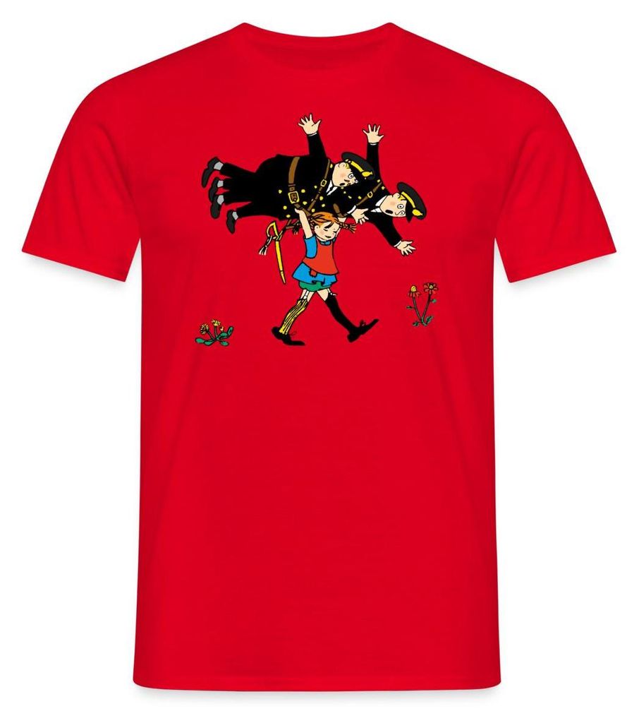 Spreadshirt Pippi Langstrumpf Pippi Und Die Polizei Männer T-Shirt, 4XL, Rot