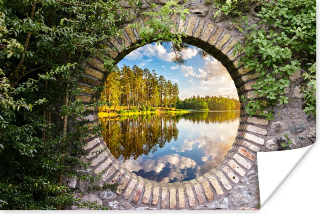 MuchoWow Poster Bäume - Wasser - Aussicht 120x80 cm - Bilder