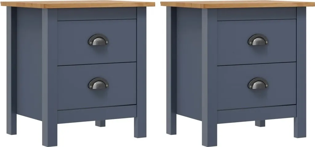 Optimisez votre espace : tables de nuit Hill en pin massif gris, lot de 2