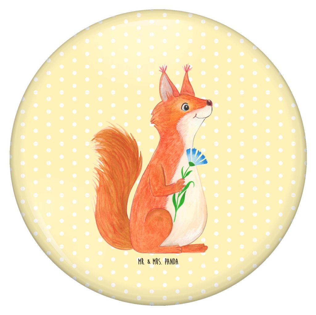 Mr. & Mrs. Panda Button Eichhörnchen Blume - Gelb Pastell - Geschenk, Fun-Button, Pin, Spruch Positiv, Plakette, Lustige Sprüche, Motivation, gl...