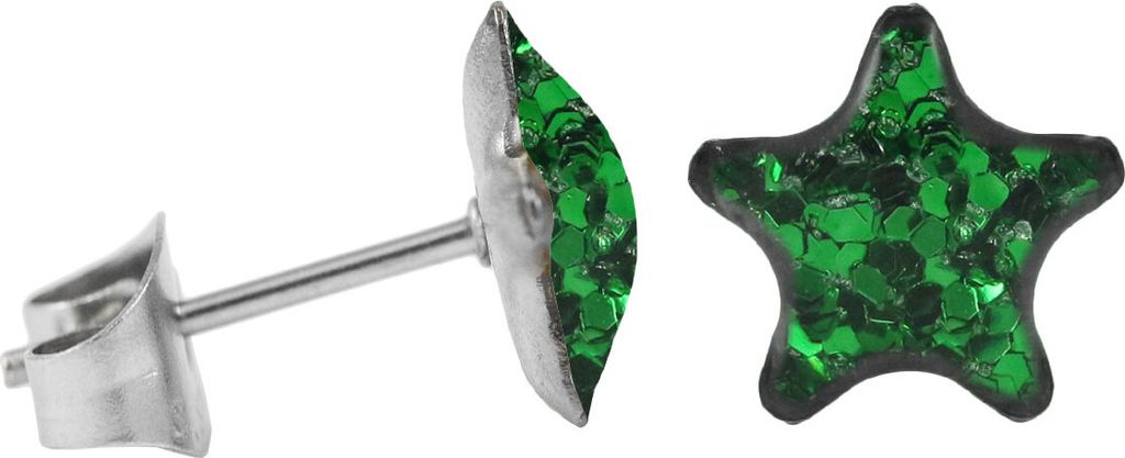 Ohrstecker Chirurgenstahl glitzernder Stern Farbe - Dunkelgrün