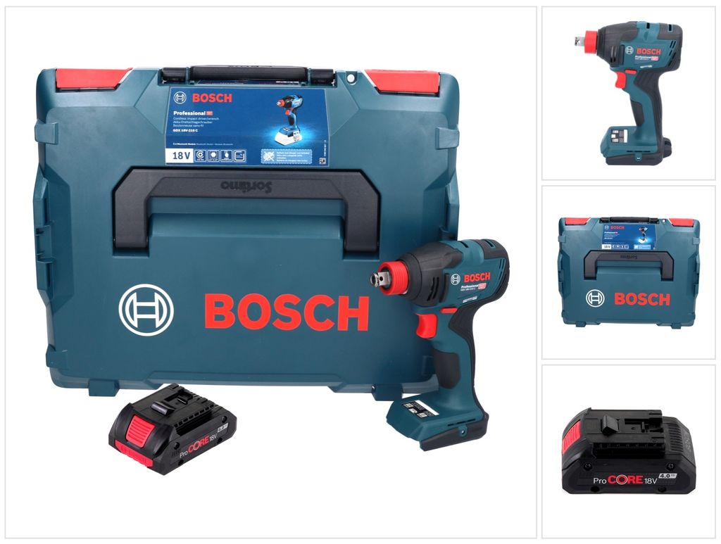 Bosch GDX 18V-210 C Professional Akku Drehschlagschrauber 18 V 210 Nm Brushless + 1x ProCORE Akku 4,0 Ah + L-Boxx - ohne Ladegerät