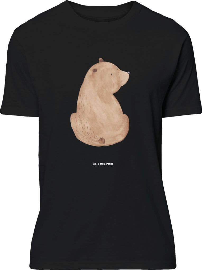 Mr. & Mrs. Panda Größe M T-Shirt Bär Schulterblick - Schwarz - Geschenk, Teddy, Weltansicht, Weisheit, Tshirt, Selbstachtung, Motivation, Herren...
