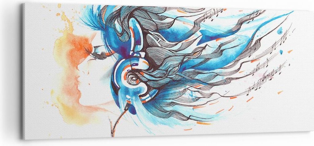 Bild auf Leinwand - Leinwandbild - disco dj Mädchen Abbildung - 120x50cm - Wand Bild - Wanddeko - Leinwanddruck - Bilder - Kunstdruck - Wanddekora...