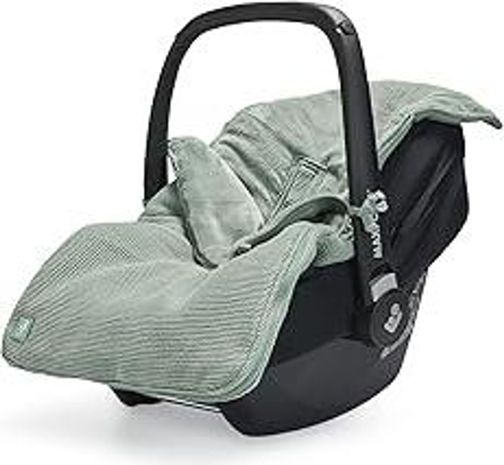 Jollein Fußsack Basic Knit Forest Green - Für Babyschale Kinderautositz Gruppe 0+ und Kinderwagen - Für 3-Punkt- und 5-Punkt-Gurt - Strickmuster...